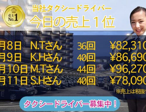 2025年1月8日～11日　売上トップタクシードライバー